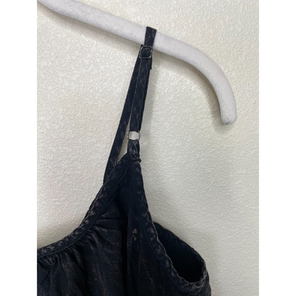 LACAUSA Medium Reina Mini Dress Black Mineral Wash Sleeveless Ruffle Hem New - Picture 7 of 15